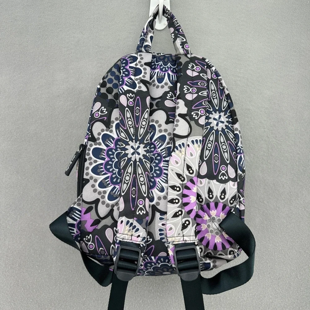 Vera Bradley Heather Small Backpack Purple Grey Floral Paisley Zippered Bag
